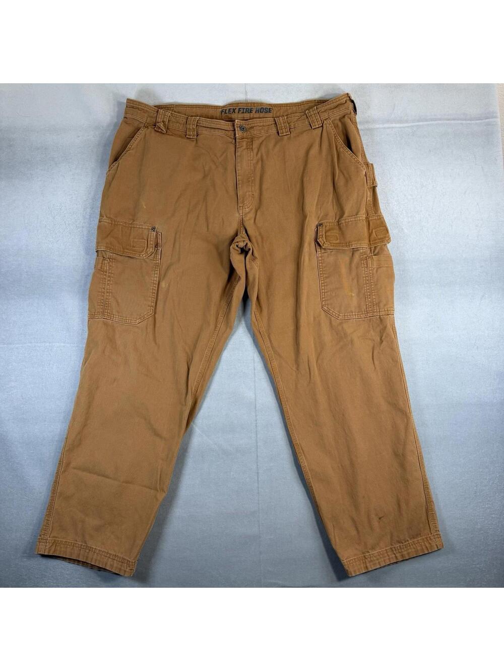Duluth Trading Flex Fire Hose Cargo Pants Mens 42x32 Khaki Relaxed Fit Carpenter